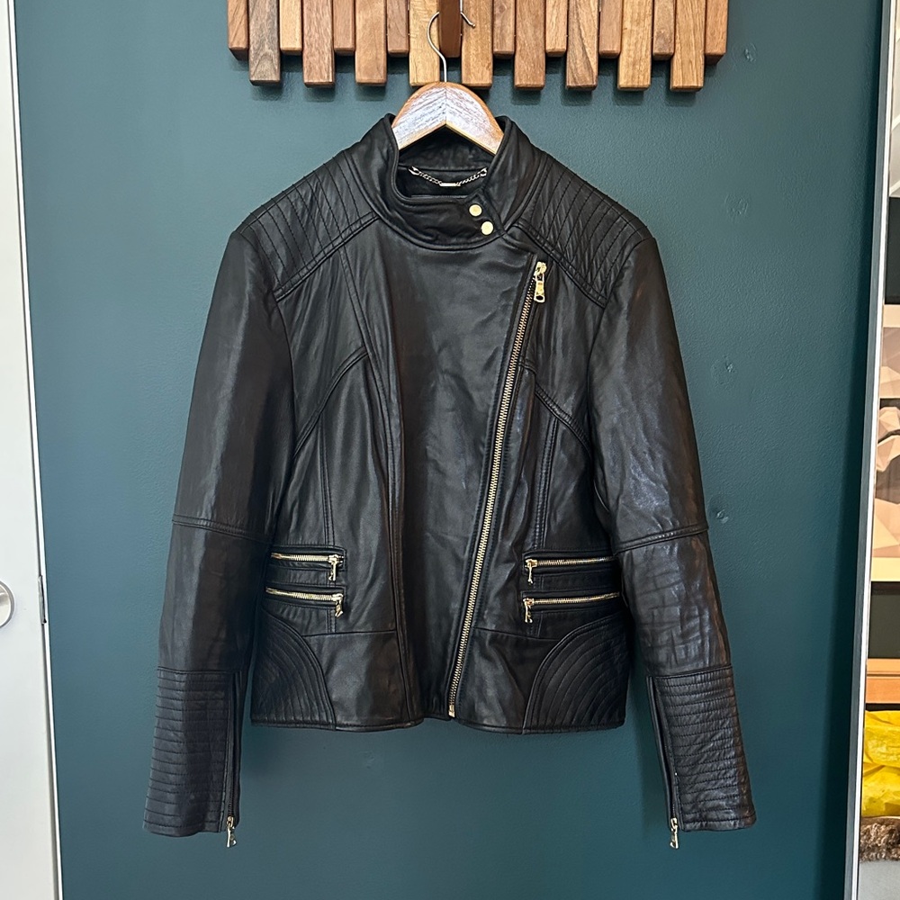 Vince Camuto Black Leather Moto Jacket